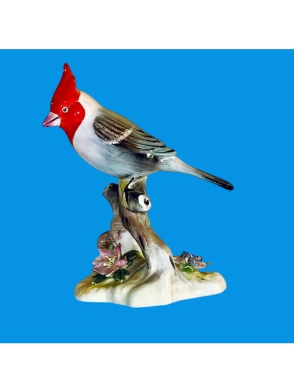 Vintage Royal Adderley "Red Crested Cardinal" Porcelain Figurine On Floral Base